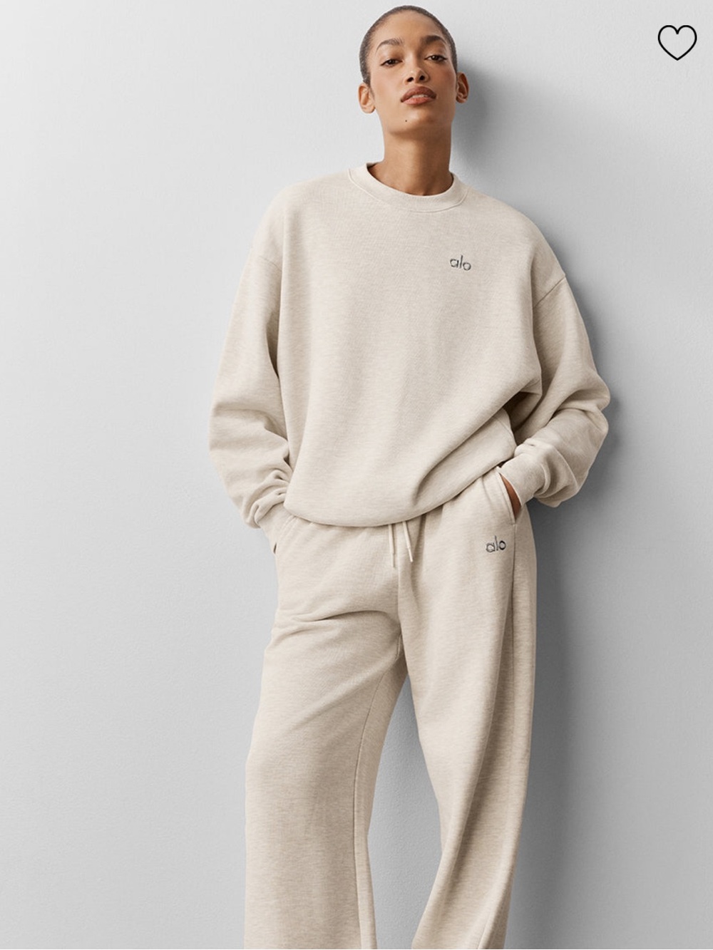 ALO yoga Accolade Crewneck Sweatshirt in Oatmeal Heather Large